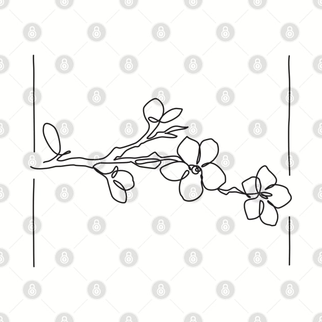 Cherry Blossom Line Drawing - Black by EnvelopeStudio