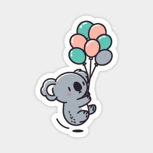 Cute koala bear with balloons, birthday greeting card design, koala lovers Magnet