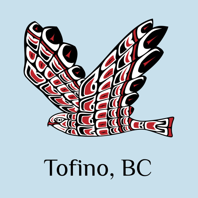 Disover Tofino, British Columbia Native Tribal Red Tailed Hawk Raptor - Red Tailed Hawk Lovers Gift - T-Shirt