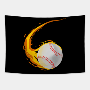 Burning Baseball Softball Tapestry