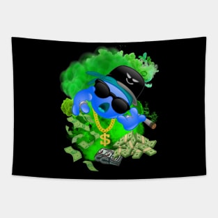 GREEN MAN BLUE EMOJI FACE DESIGN Tapestry