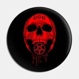 666 skull pentagram Pin