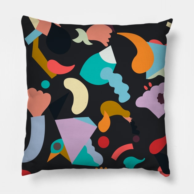 Pocket- abstract dreaming animal shapes black Pillow by ninoladesign