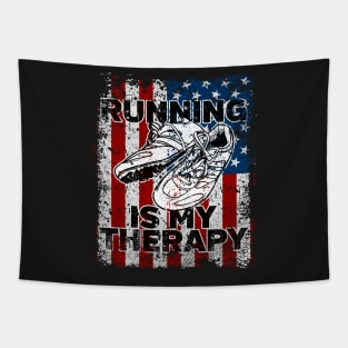 Running Is My Therapy Shirt Marathon Tapestry