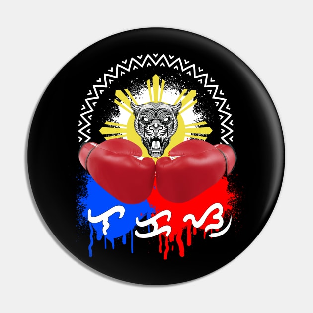 Tribal line Art Tiger x Boxing gloves / Baybayin word Lakas (Strength) Pin by Pirma Pinas