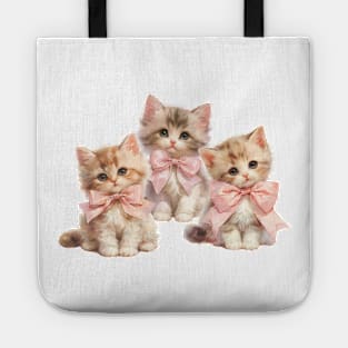 Coquette Cute Kittens with Pink Bows Tote