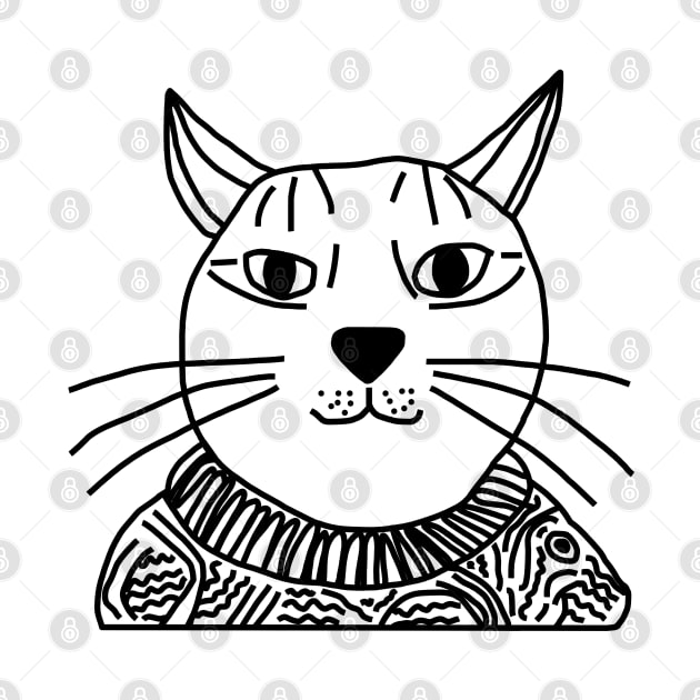 Minimal Portrait of Sweater Cat by ellenhenryart