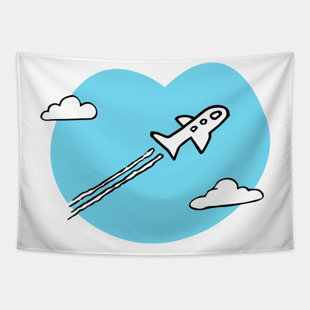 Flying plane Tapestry by Guernat