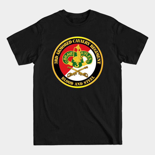 Disover 3rd Armored Cavalry Regiment DUI - Red White - Blood and Steel - Armored - T-Shirt