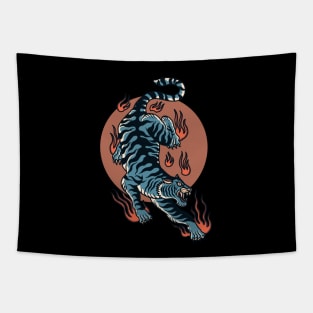 Pouncing Blue Tiger Tapestry