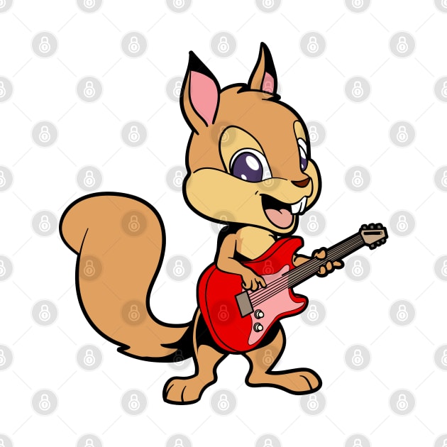 Cartoon squirrel playing electric guitar by Modern Medieval Design