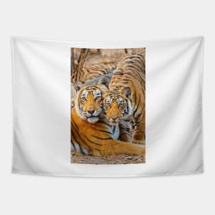 Mother tigress and Cub Tapestry