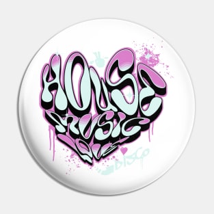 HOUSE MUSIC - Graffiti Love Heart (Pink) Pin