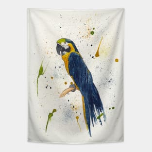 Dark Blue and Gold Macaw Tapestry