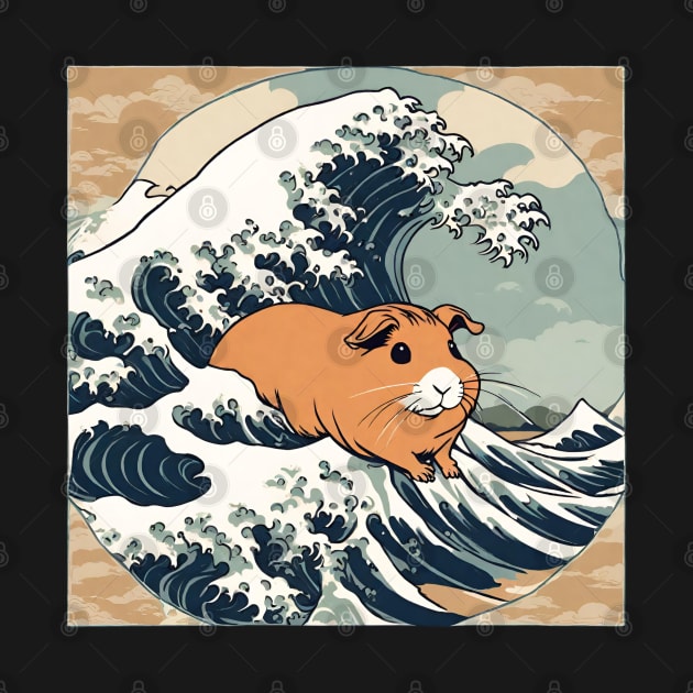 Vintage Brown American Guinea Pig in the Great Wave by DaysuCollege