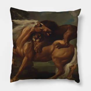 A Lion Attacking a Horse by George Stubbs Pillow