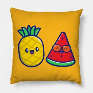 Cute Pineapple with Watermelon Cartoon Pillow