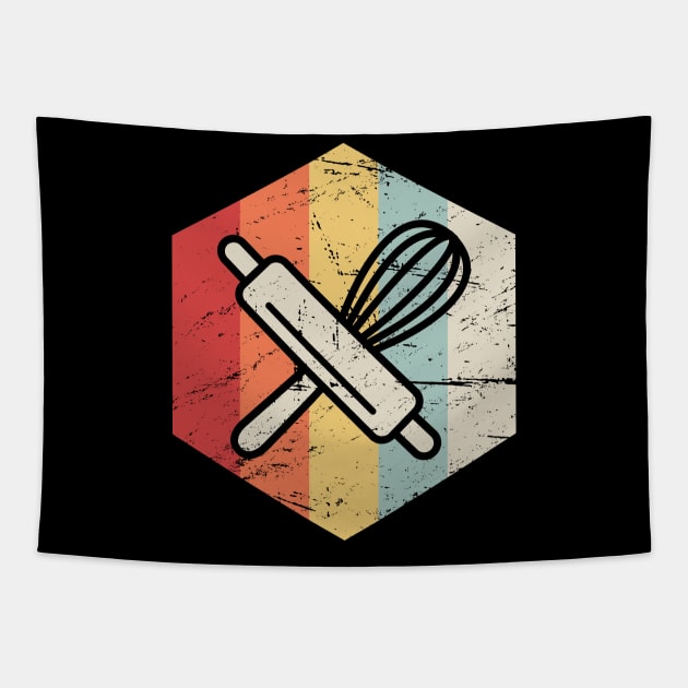 Retro Vintage Baking Supplies Icon Tapestry by MeatMan