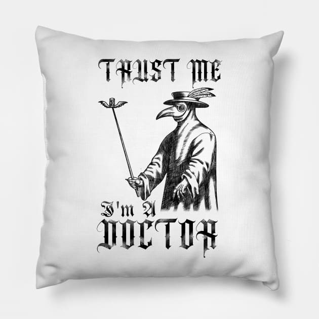 Savior of Shadows: The Plague Doctor's Ominous Visage Pillow by Holymayo Tee