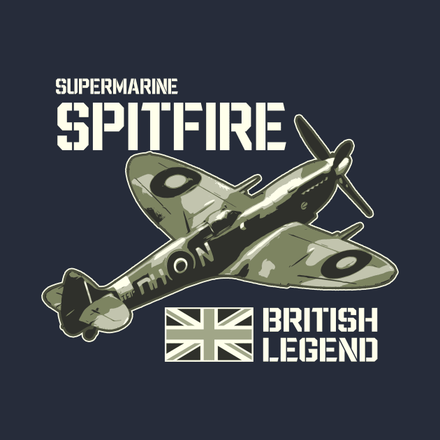 Spitfire Fighter Aircraft Airplane Aeroplane RAF Retro Plane UK British Legend by BeesTeez