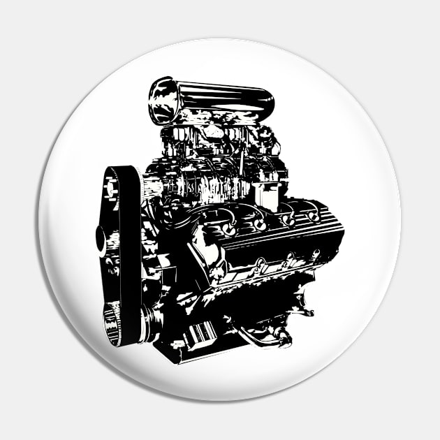 Hemi B&W Pin by GrizzlyVisionStudio