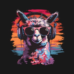 Summery DJ llama/alpaca with sunglasses in a cool style T-Shirt