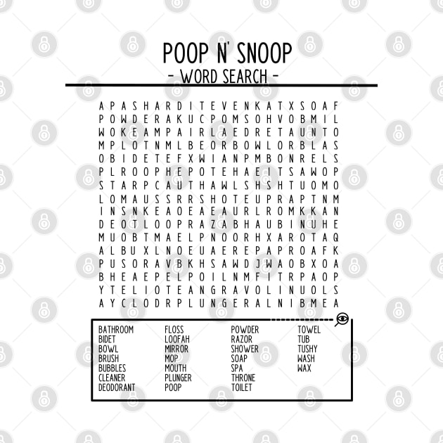 Bathroom Funny Wall Art Poop n Snoop Word Search by Punderstandable