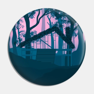 CABIN IN THE WOODS PURPLE PINK SKY Pin