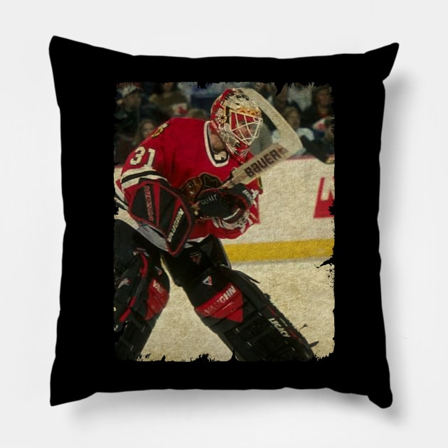 Jeff Hackett, 1996 in Chicago Blackhawks (173 GP) Pillow by Momogi Project