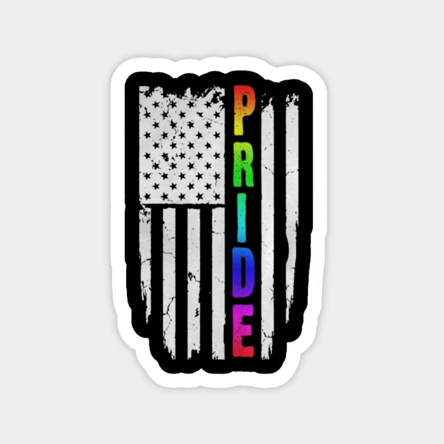 Pride Rainbown American Flag Costume Gift Magnet by Pretr=ty