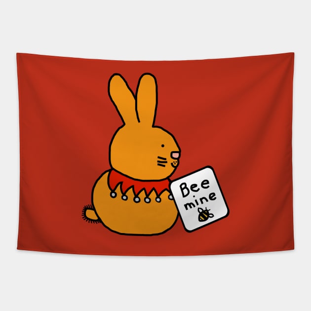 Funny Bunny Rabbit says Bee Mine this Valentines Day Tapestry by ellenhenryart