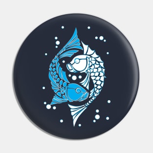 Blue and white koi fish. Symbol of good luck Pin