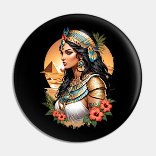 Cleopatra Queen of Egypt retro vintage floral design Pin