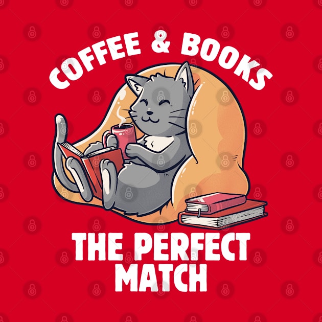 Coffee and Books Cute Funny Cat Gift by eduely