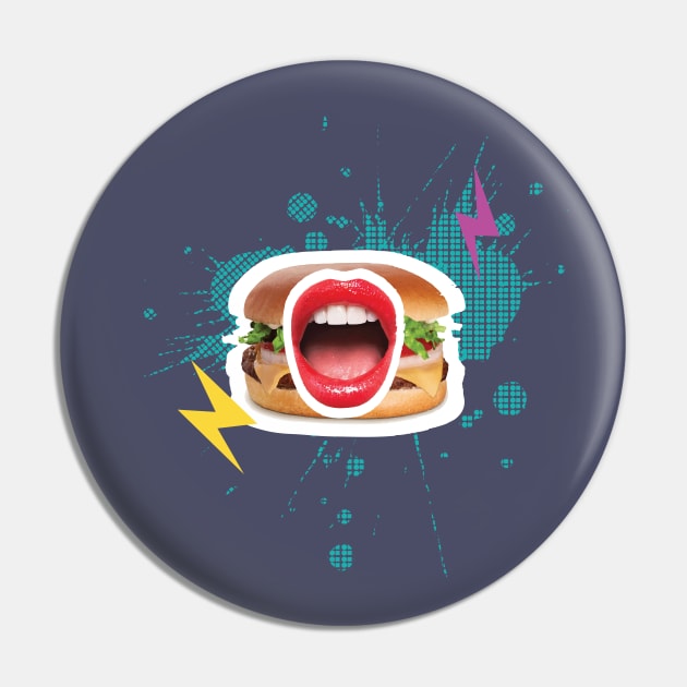 Hamburger lips Pin by VijackStudio