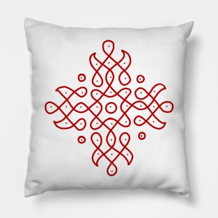 Dot Kolam, Red transparent Kolam, Muggu, rangoli Pillow