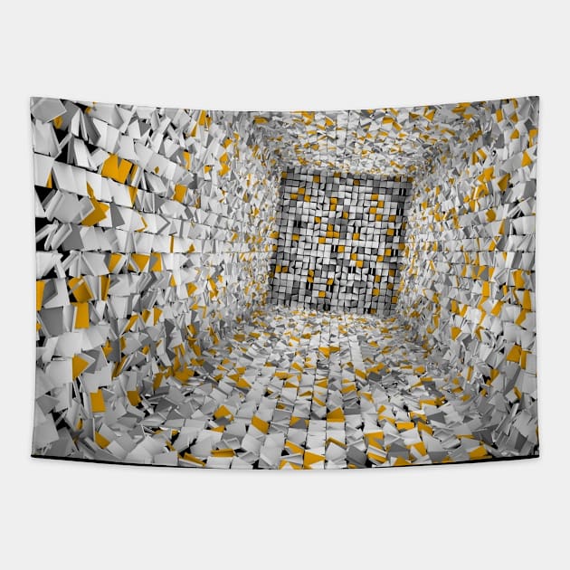 Yellow and white blocks background Tapestry by HANART