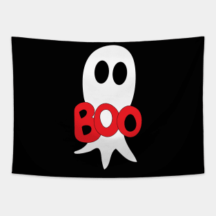 Cute Halloween ghost cartoon with BOO text Tapestry