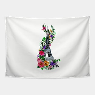 Floral Eiffel Tower Tapestry