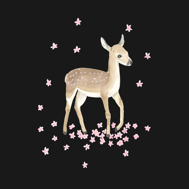 Fawn and Cherry Blossoms by wynbre