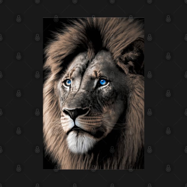 Lion with blue eyes by ai1art