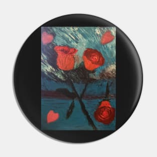 red roses with hearts Pin