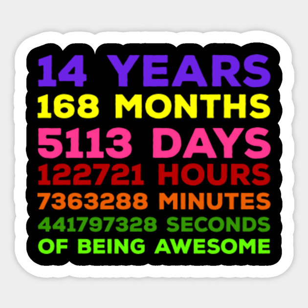 Vintage Retro 14 Years Old 14th Birthday 14th Birthday Sticker Teepublic