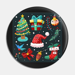 Hand drawn flat Christmas elements collection Pin