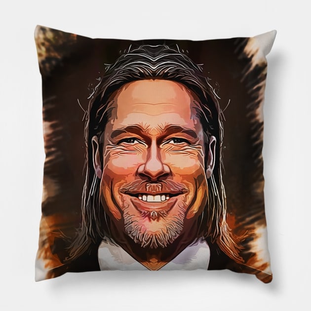 Brad Pitt - Caricature Pillow by Naumovski