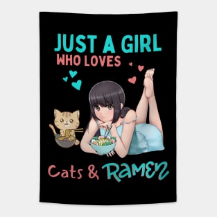 Just a Girl Who Loves Cats and Ramen Tapestry