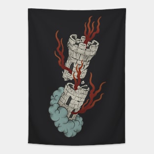 Crumbling Tower Tarot Design Tapestry