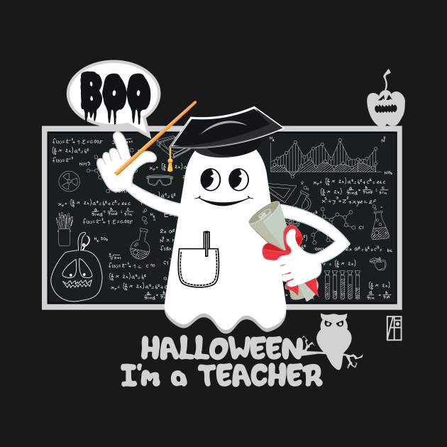 BOO Teacher dressed as a GHOST - cute Halloween by ArtProjectShop