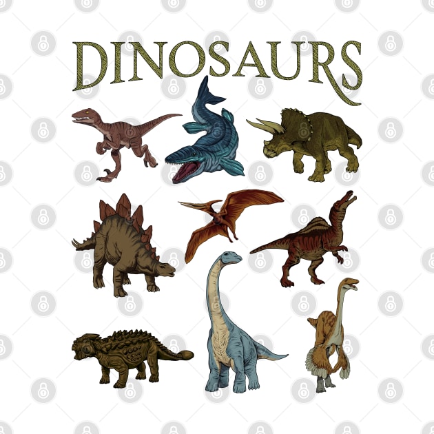 Various types of dinosaurs by Modern Medieval Design
