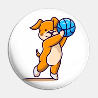 Dogs and basketball Pin